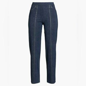 Chiara Boni La Petite Robe Talitha Denim-Print Jersey Straight Crop Pants